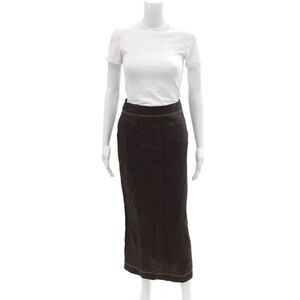 Aligne Womens Straight Pencil Long Brown Linen Blend Skirt Size 0